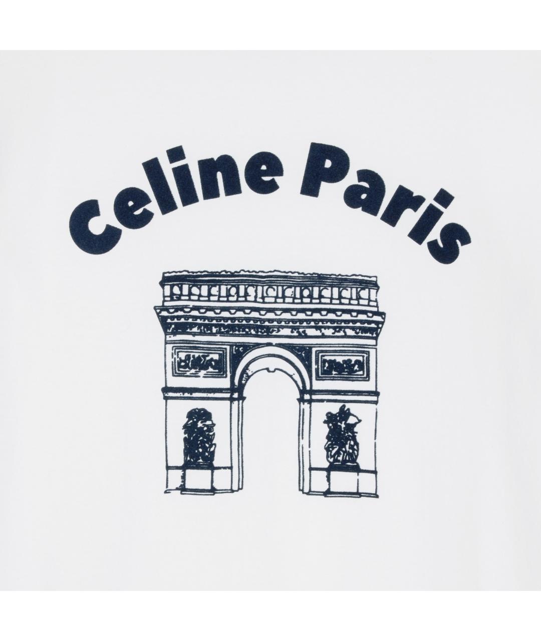 CELINE Белая хлопковая футболка, фото 3