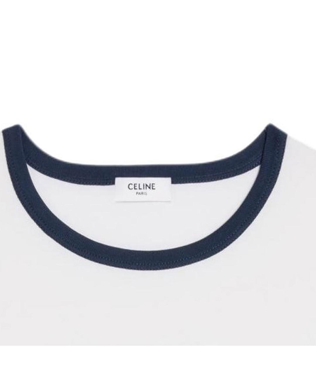 CELINE Белая хлопковая футболка, фото 4