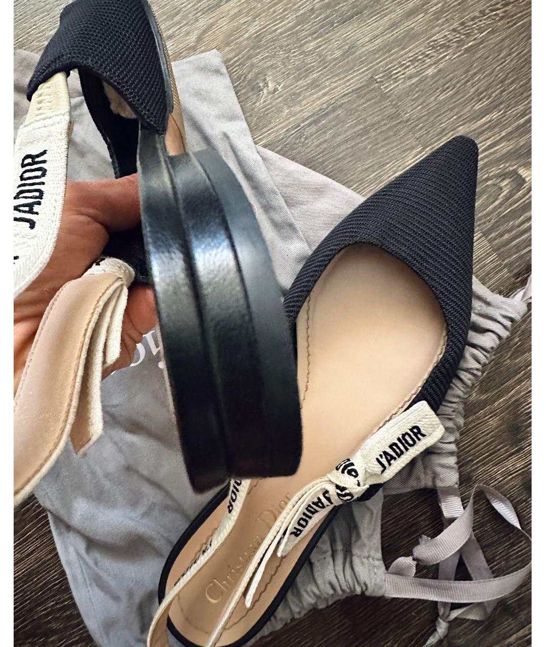 CHRISTIAN DIOR Черные лодочки на низком каблуке, фото 4