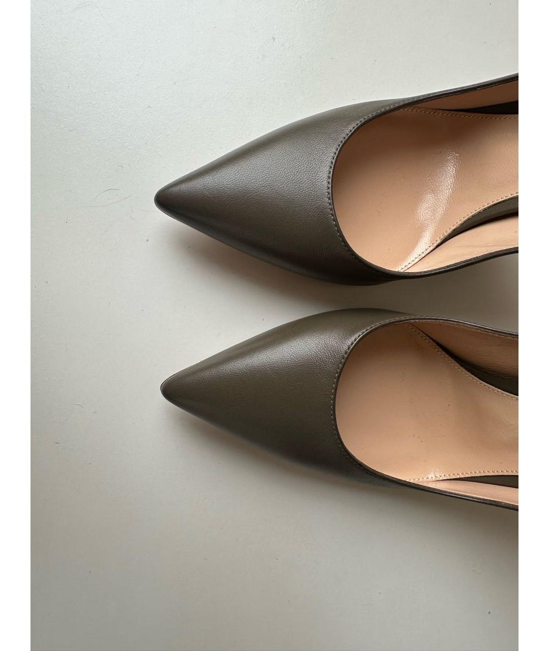 GIANVITO ROSSI Хаки кожаные туфли, фото 5