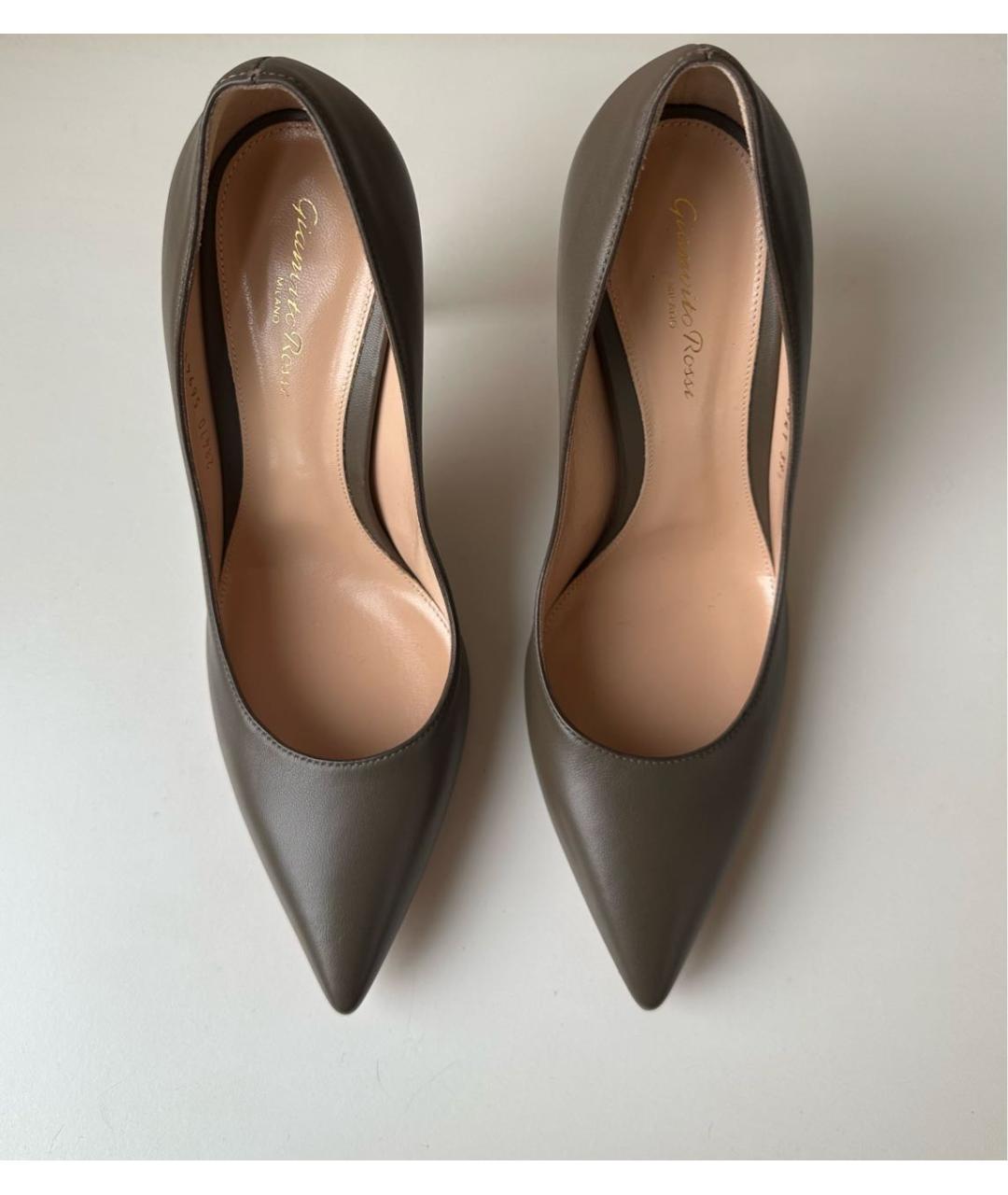 GIANVITO ROSSI Хаки кожаные туфли, фото 2