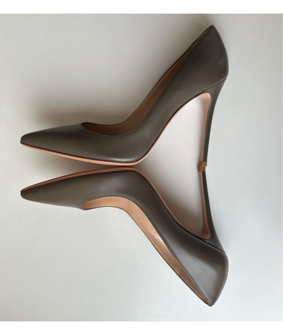 GIANVITO ROSSI Хаки кожаные туфли, фото 3