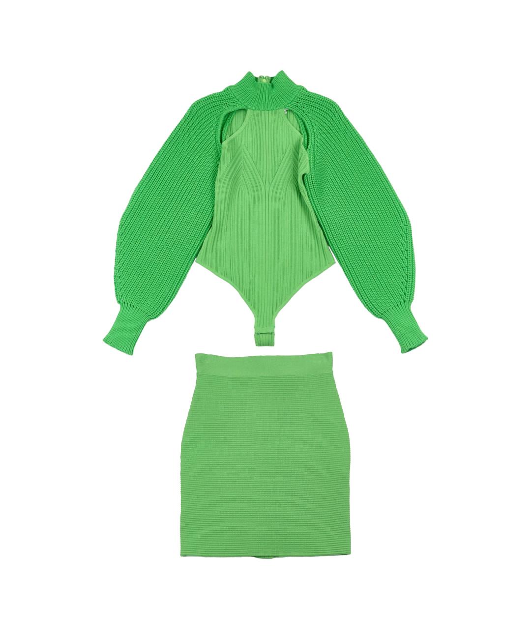 HERVE LEGER Зеленый вискозный костюм с юбками, фото 9