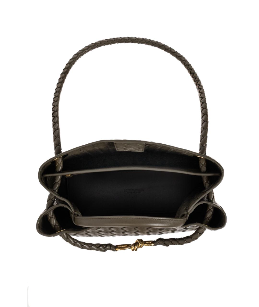 BOTTEGA VENETA Хаки кожаная сумка тоут, фото 4