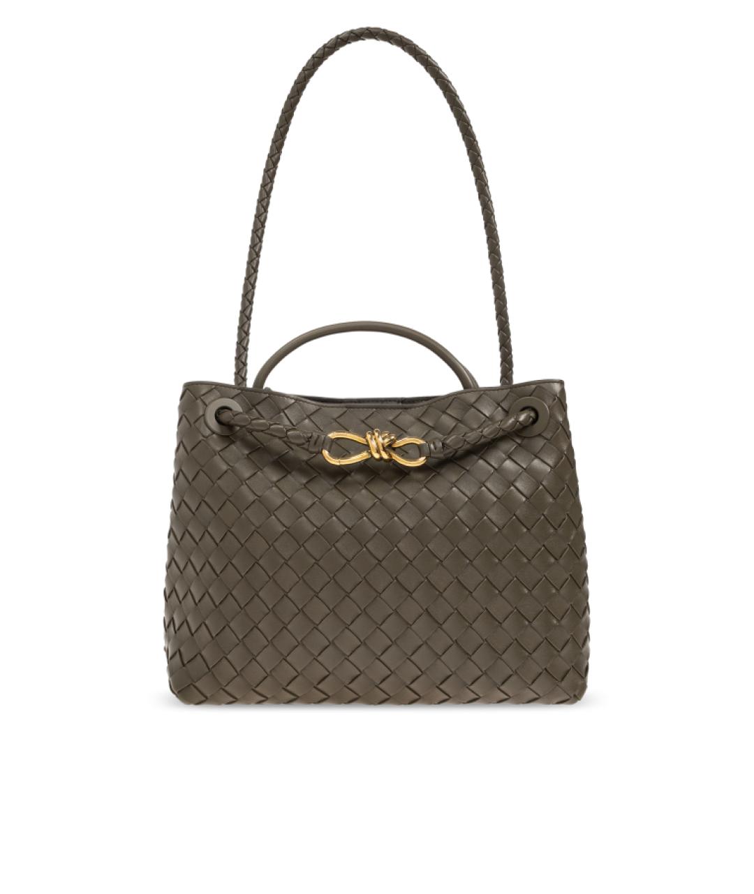 BOTTEGA VENETA Хаки кожаная сумка тоут, фото 1