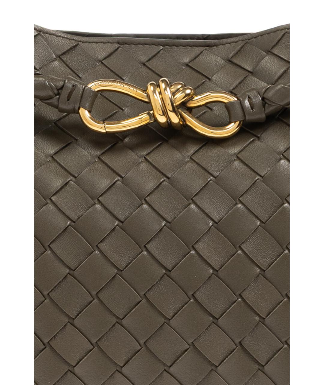 BOTTEGA VENETA Хаки кожаная сумка тоут, фото 5