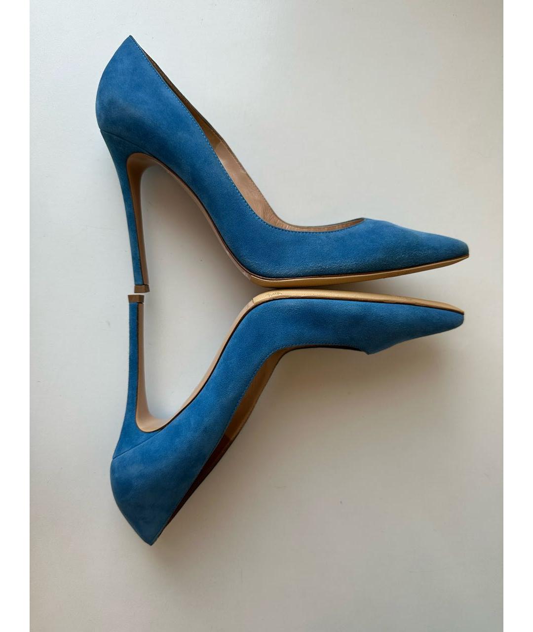 GIANVITO ROSSI Голубые замшевые туфли, фото 4