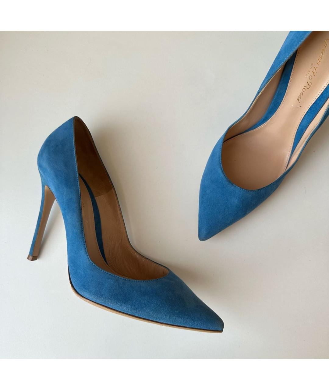 GIANVITO ROSSI Голубые замшевые туфли, фото 8