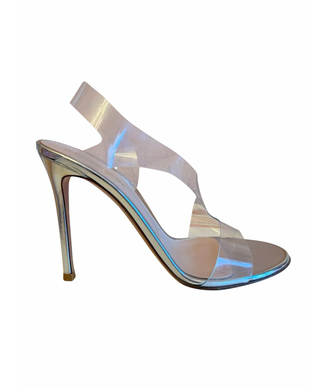 GIANVITO ROSSI Серебряные неопреновые босоножки, фото 1
