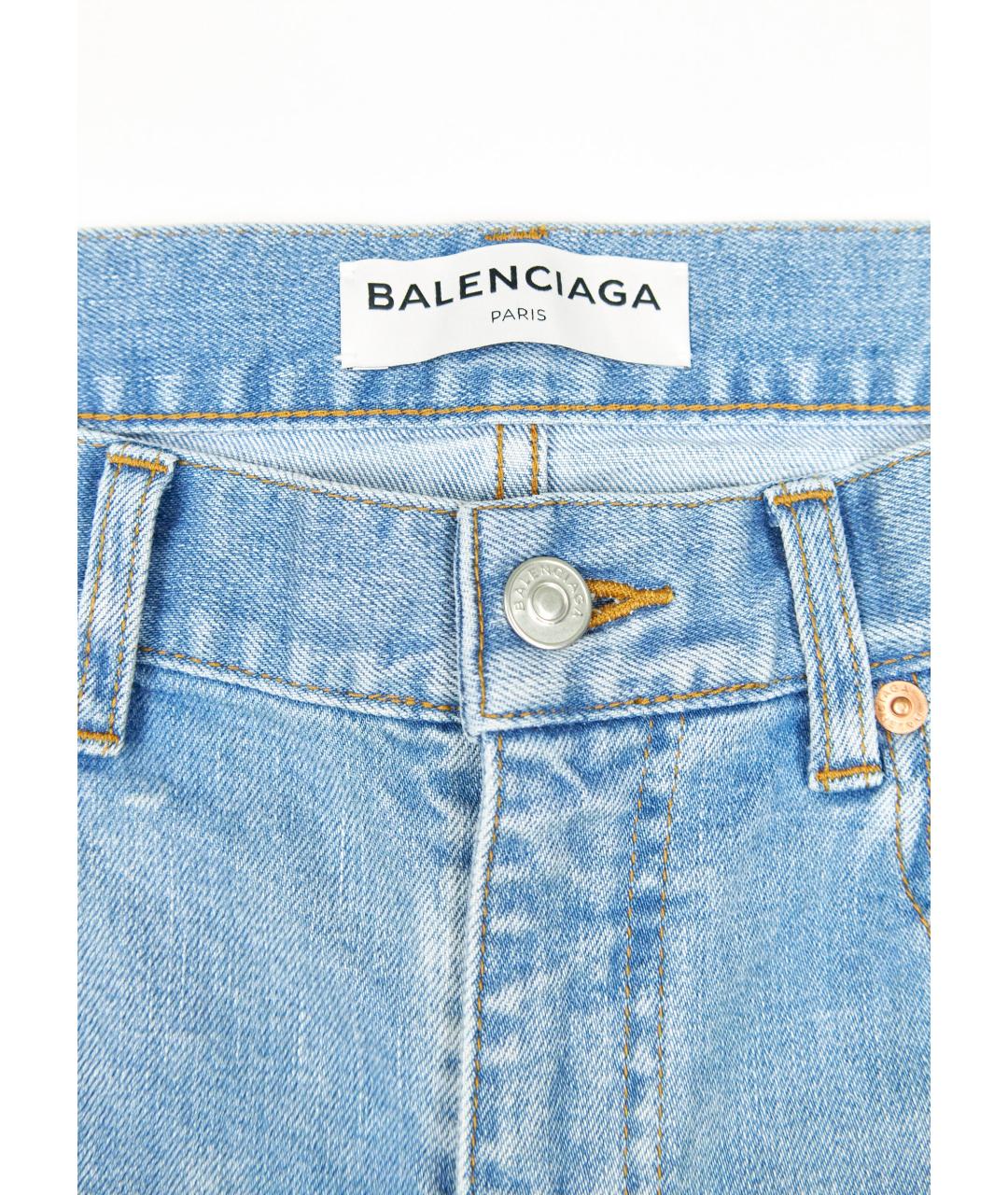 BALENCIAGA Голубые хлопковые джинсы слим, фото 5
