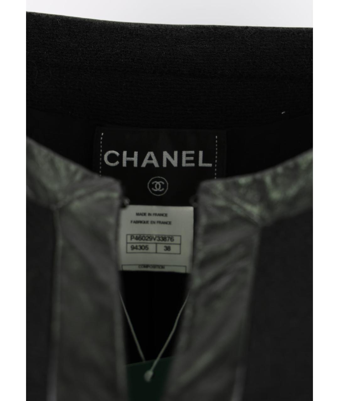 CHANEL Черный шерстяной жакет/пиджак, фото 4