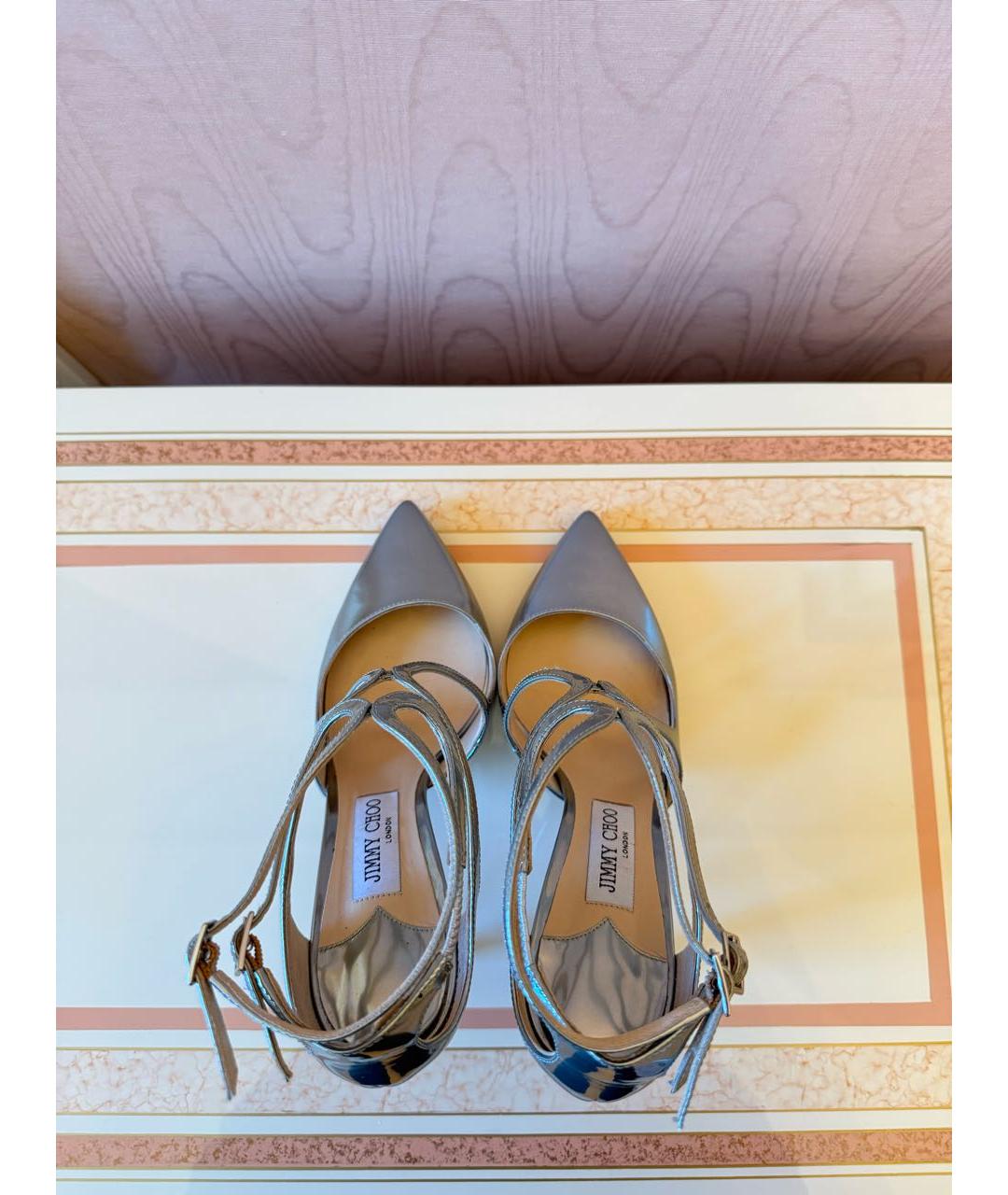 JIMMY CHOO Серебряные туфли из лакированной кожи, фото 3