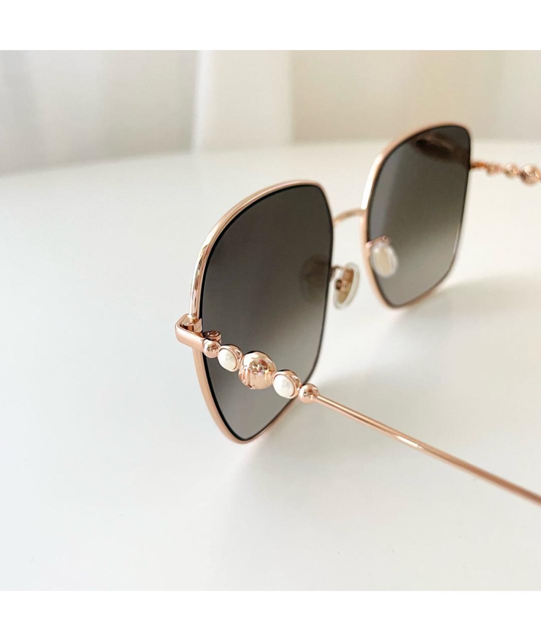 JIMMY CHOO Коричневые металлические солнцезащитные очки, фото 3