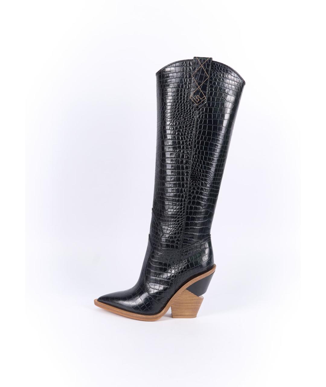FENDI Черные кожаные сапоги, фото 6
