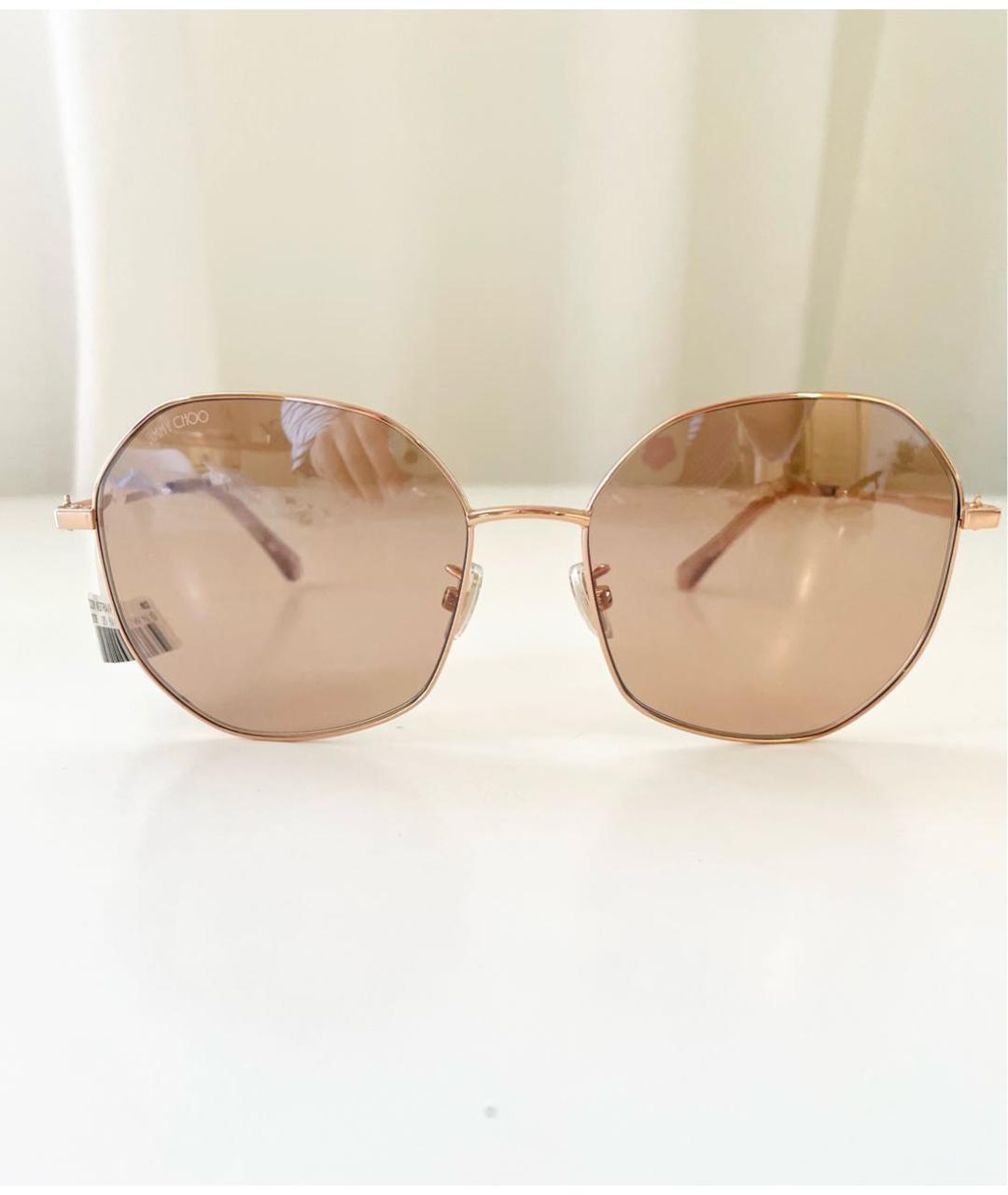 JIMMY CHOO Золотые металлические солнцезащитные очки, фото 6