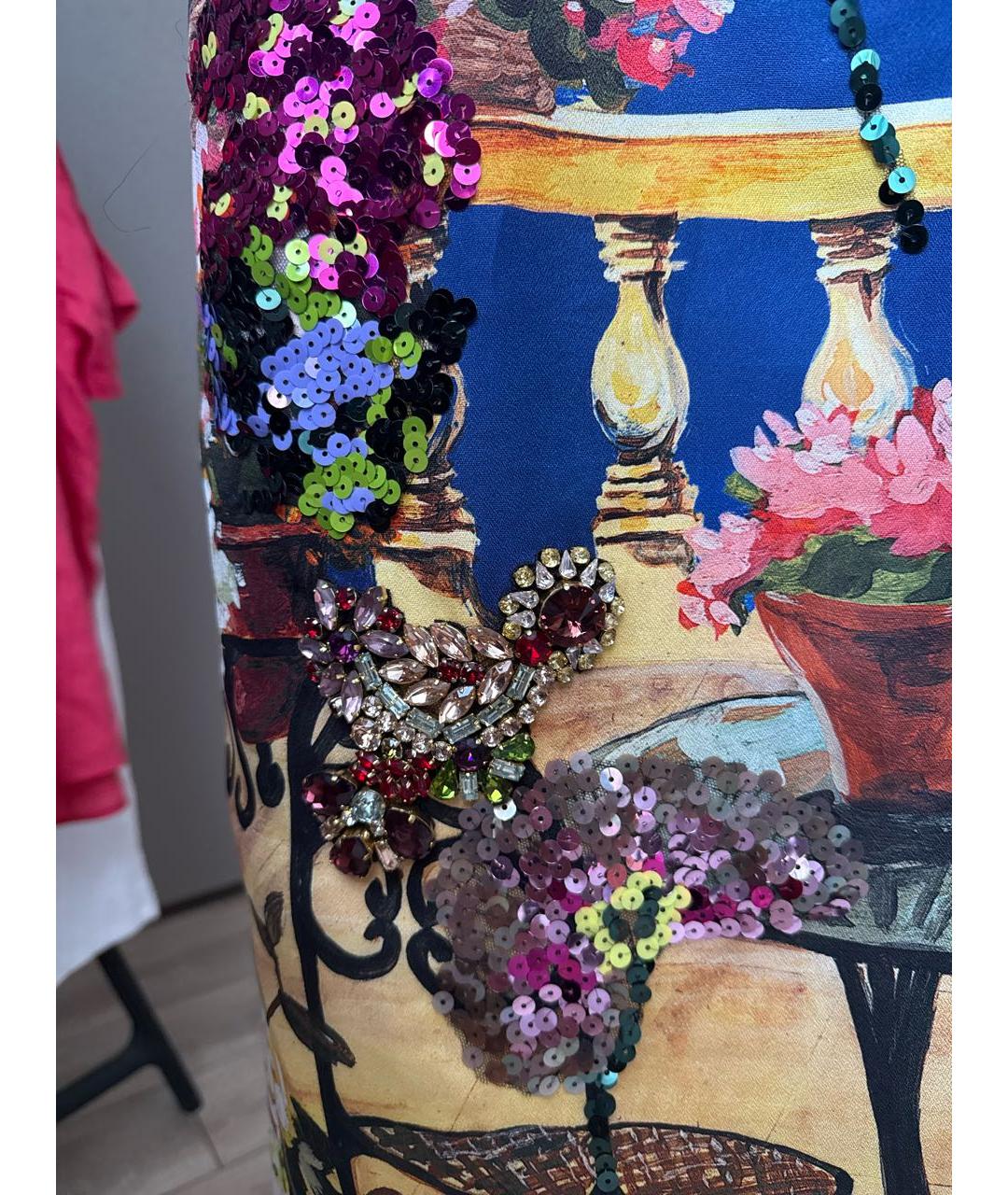 DOLCE&GABBANA Мульти шелковое коктейльное платье, фото 7