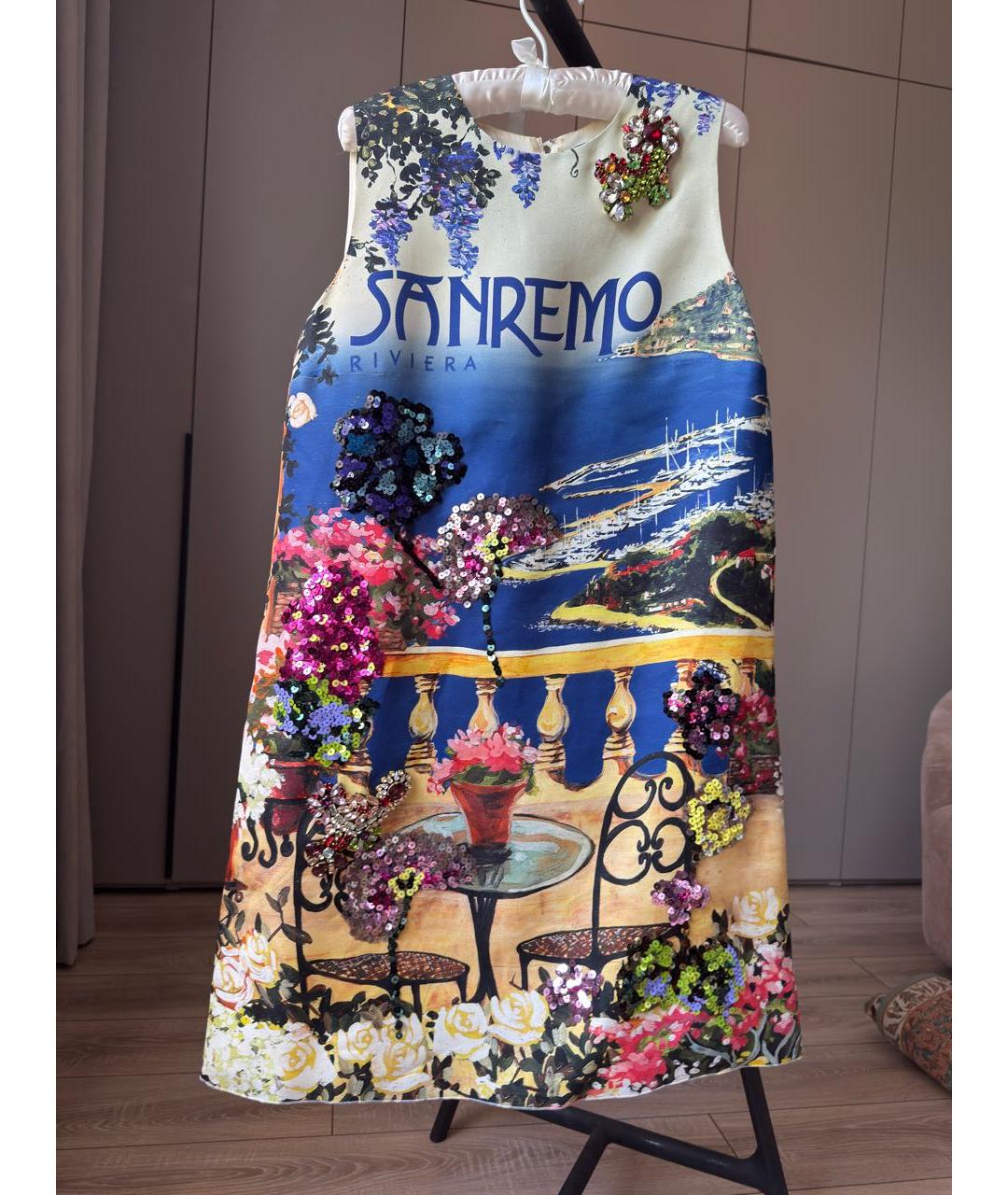 DOLCE&GABBANA Мульти шелковое коктейльное платье, фото 8