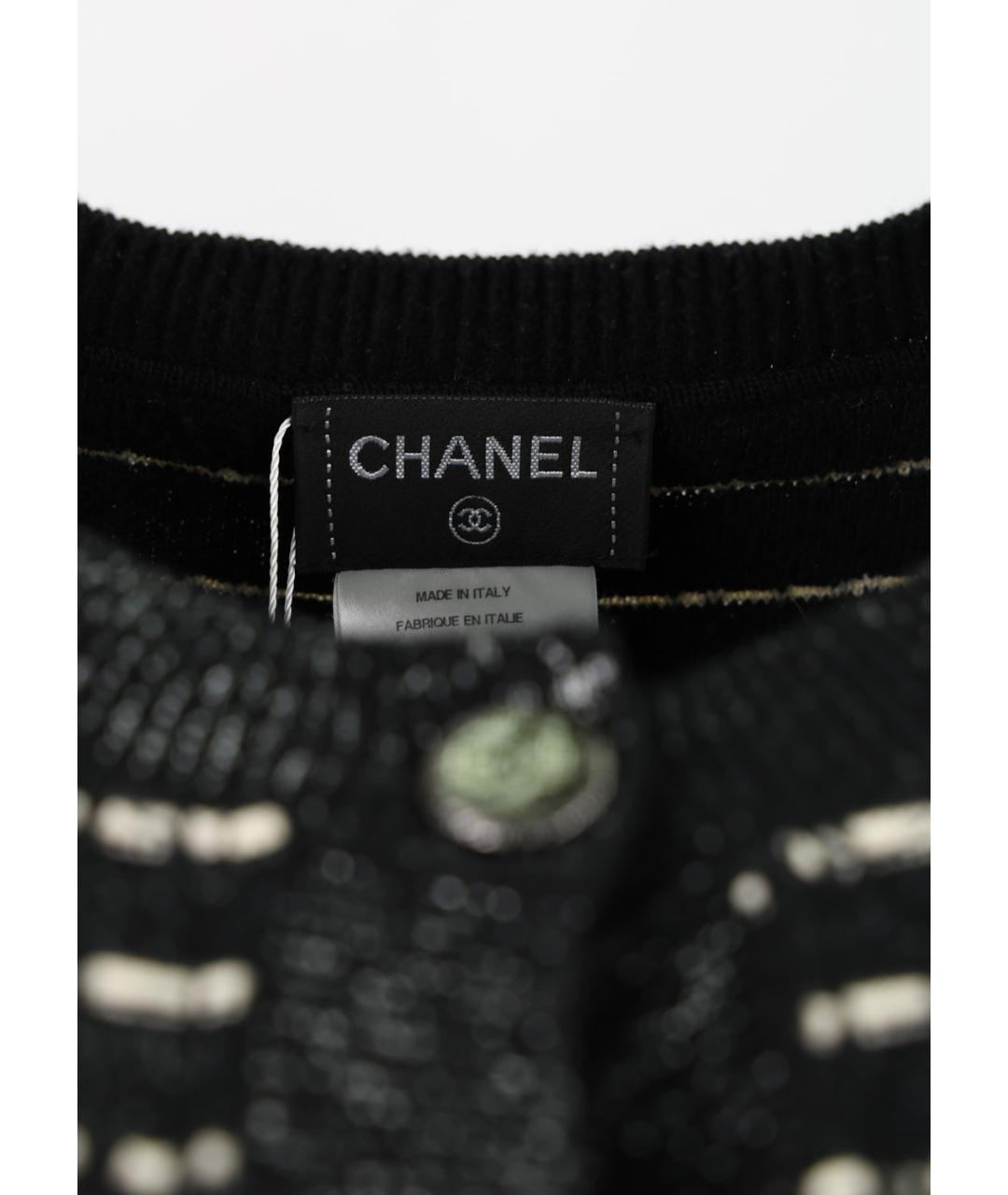 CHANEL Черный шерстяной кардиган, фото 5