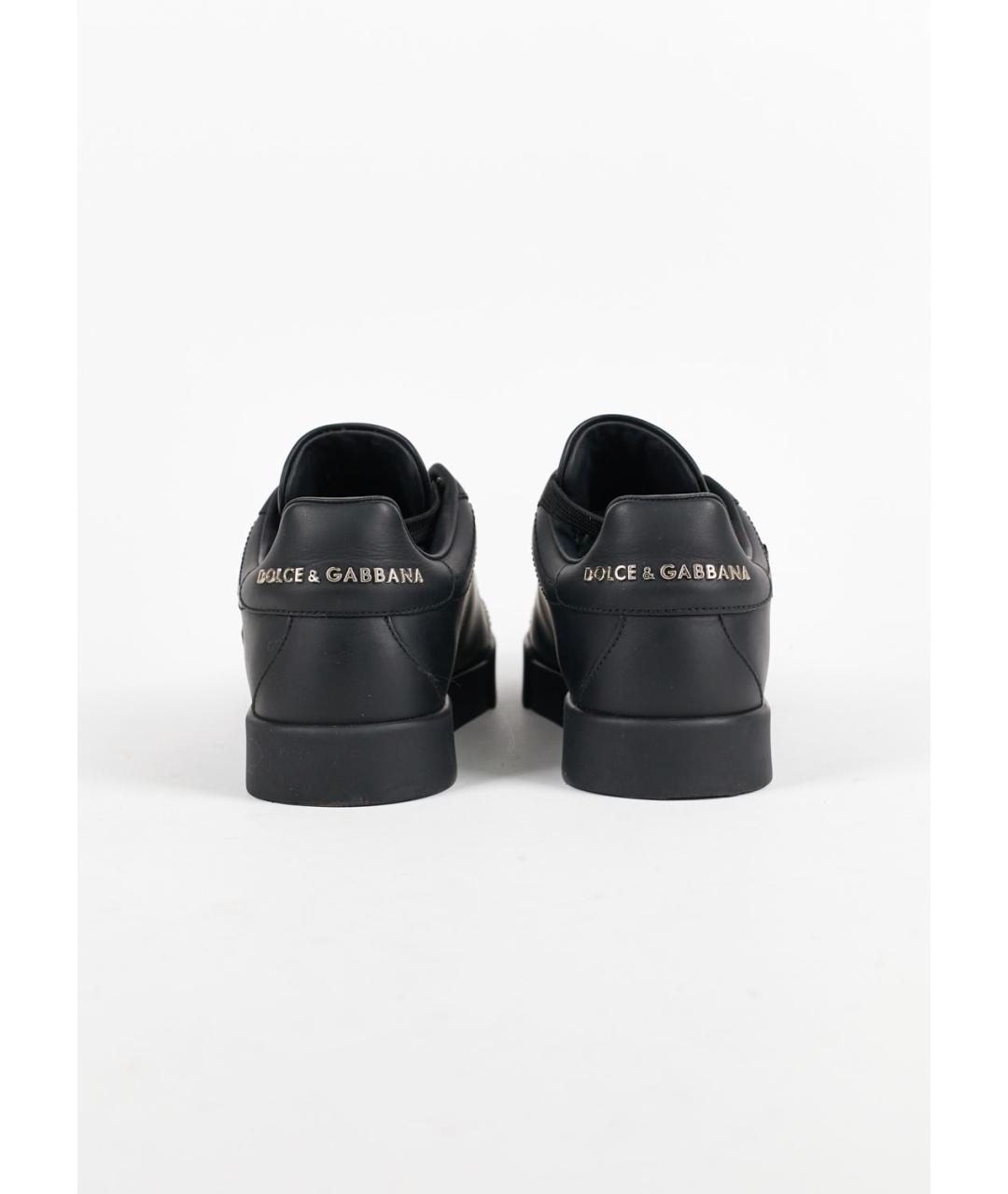 DOLCE&GABBANA Черные кожаные кеды, фото 4