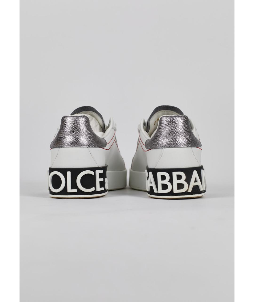 DOLCE&GABBANA Белые кожаные кеды, фото 4