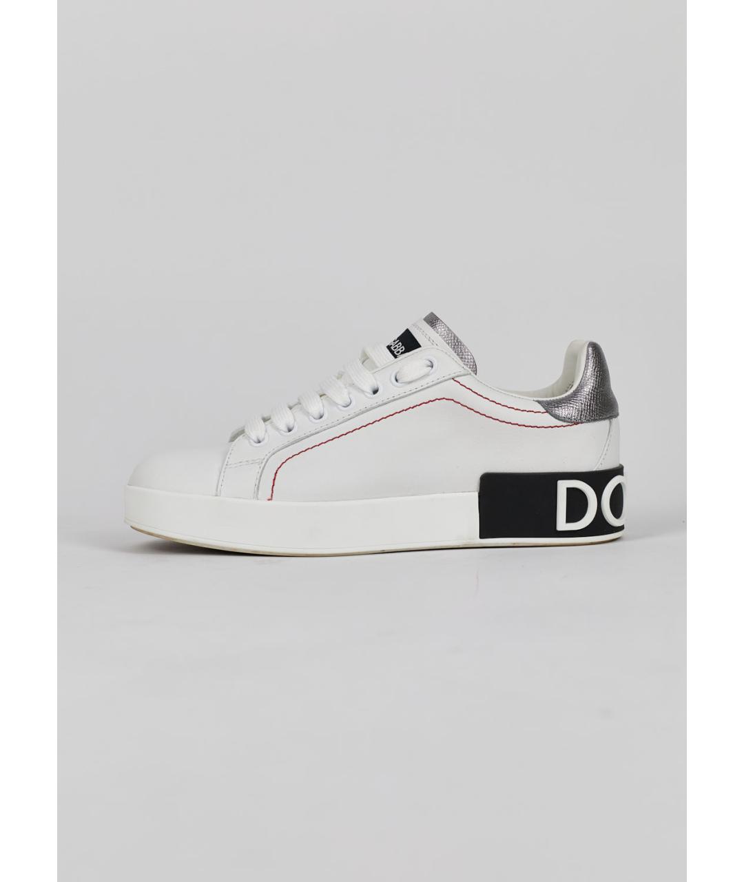 DOLCE&GABBANA Белые кожаные кеды, фото 6