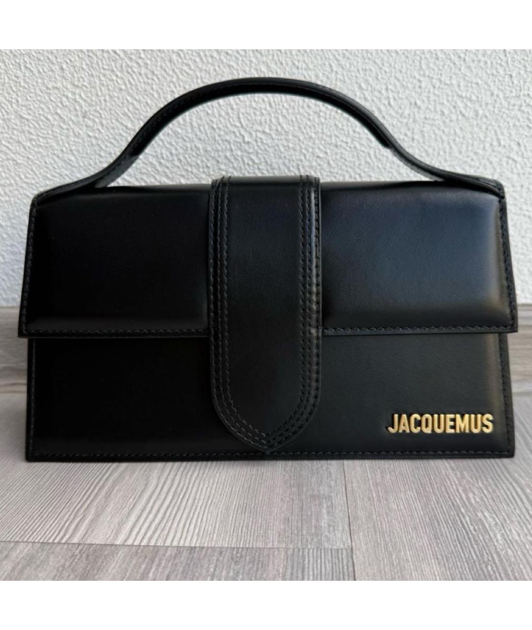 JACQUEMUS Черная кожаная сумка с короткими ручками, фото 6