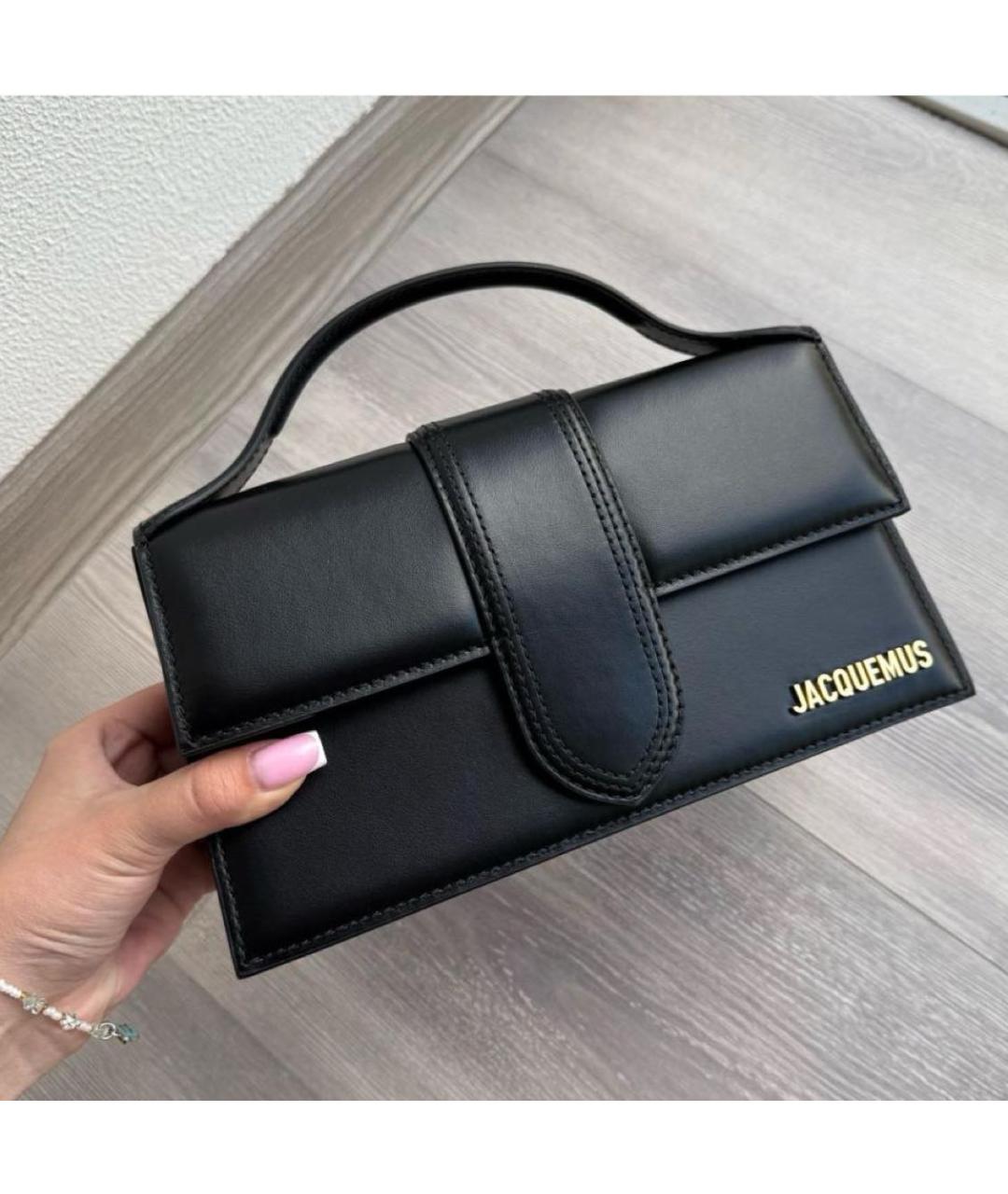 JACQUEMUS Черная кожаная сумка с короткими ручками, фото 5