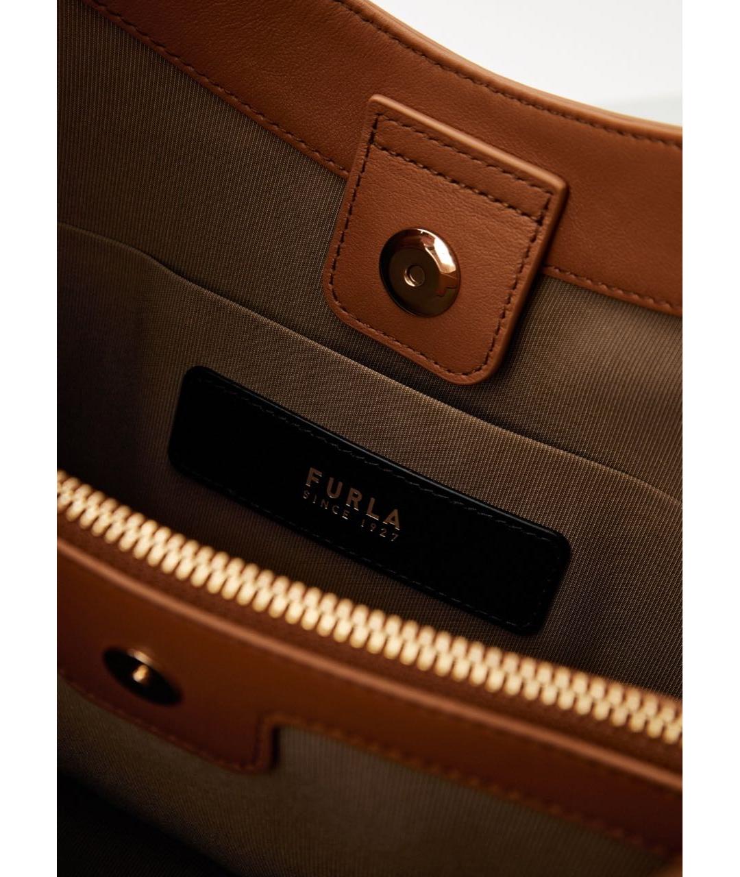 FURLA Коричневая кожаная сумка тоут, фото 4