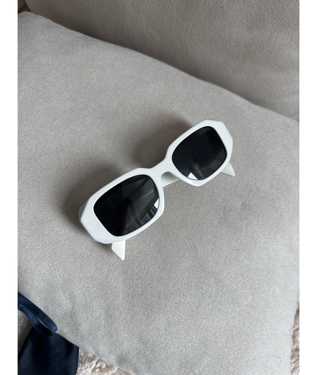PRADA Белые пластиковые солнцезащитные очки, фото 8
