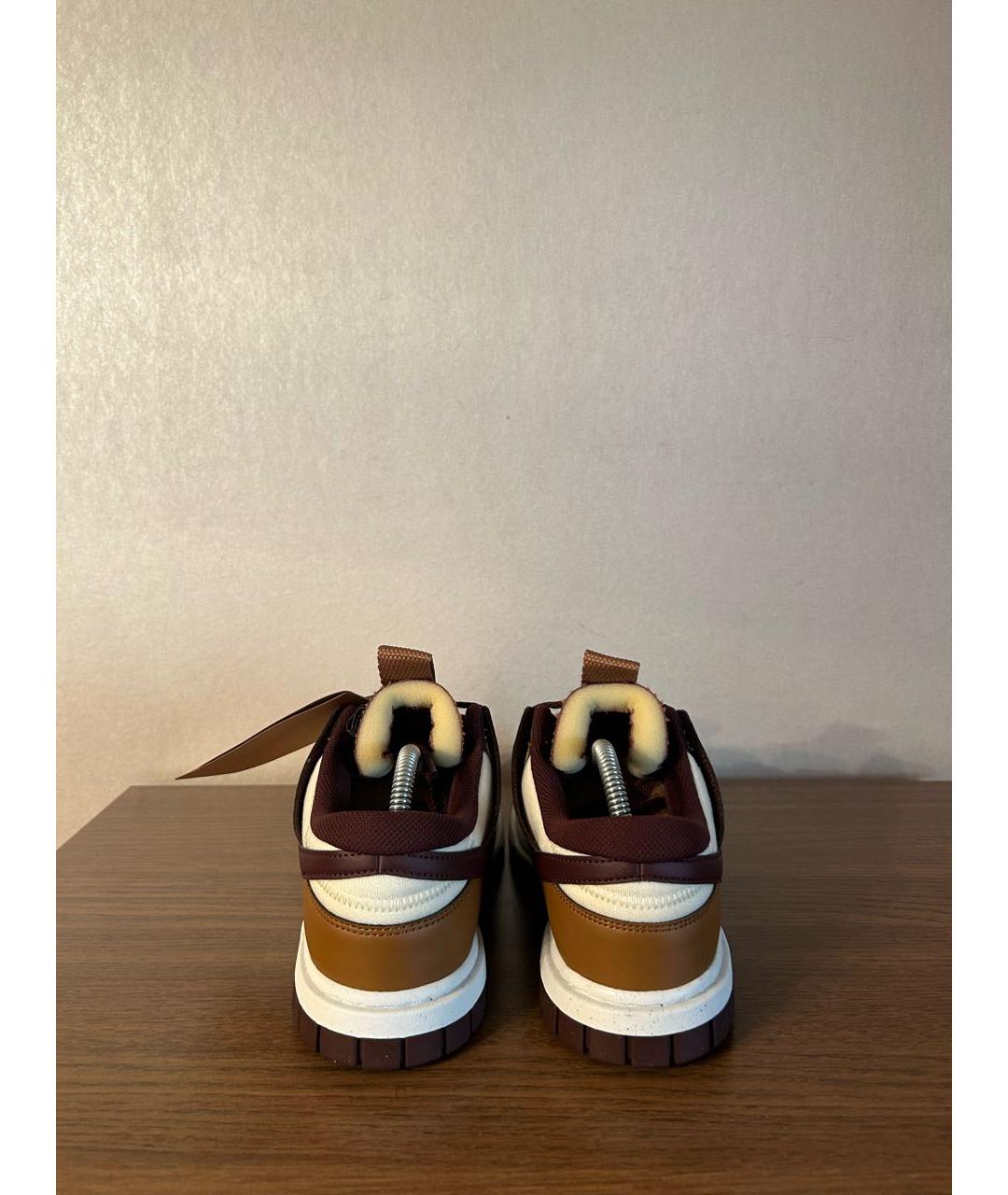 NIKE Коричневые кожаные низкие кроссовки / кеды, фото 4