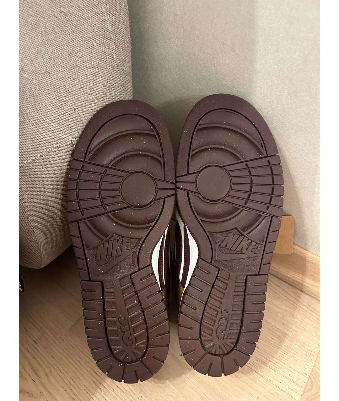 NIKE Коричневые кожаные низкие кроссовки / кеды, фото 5