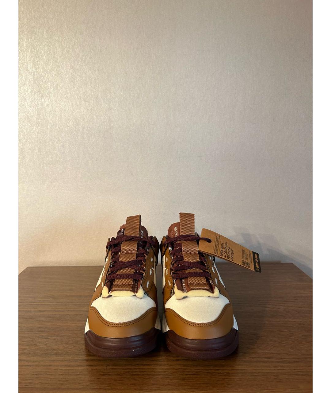 NIKE Коричневые кожаные низкие кроссовки / кеды, фото 2