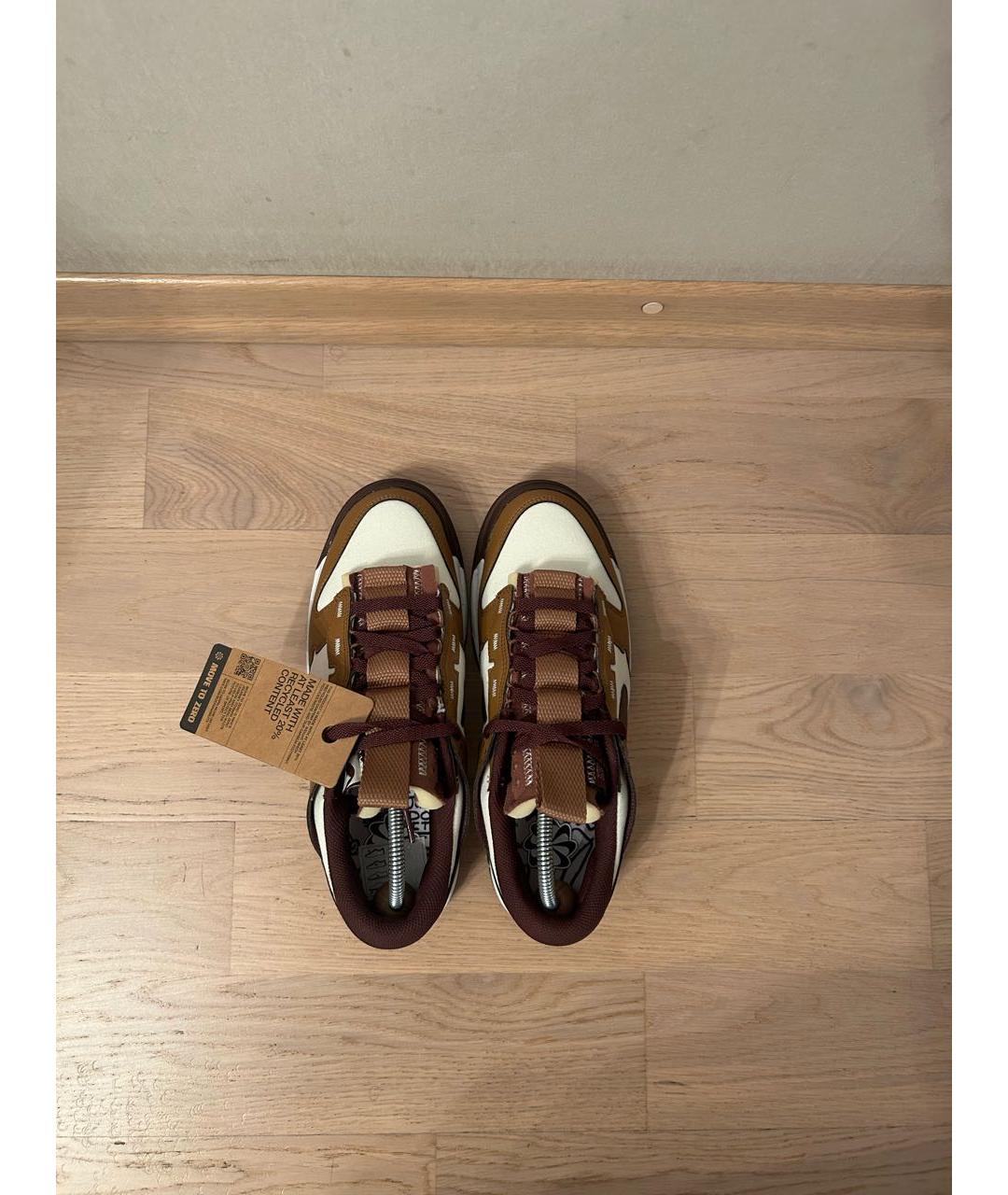 NIKE Коричневые кожаные низкие кроссовки / кеды, фото 3