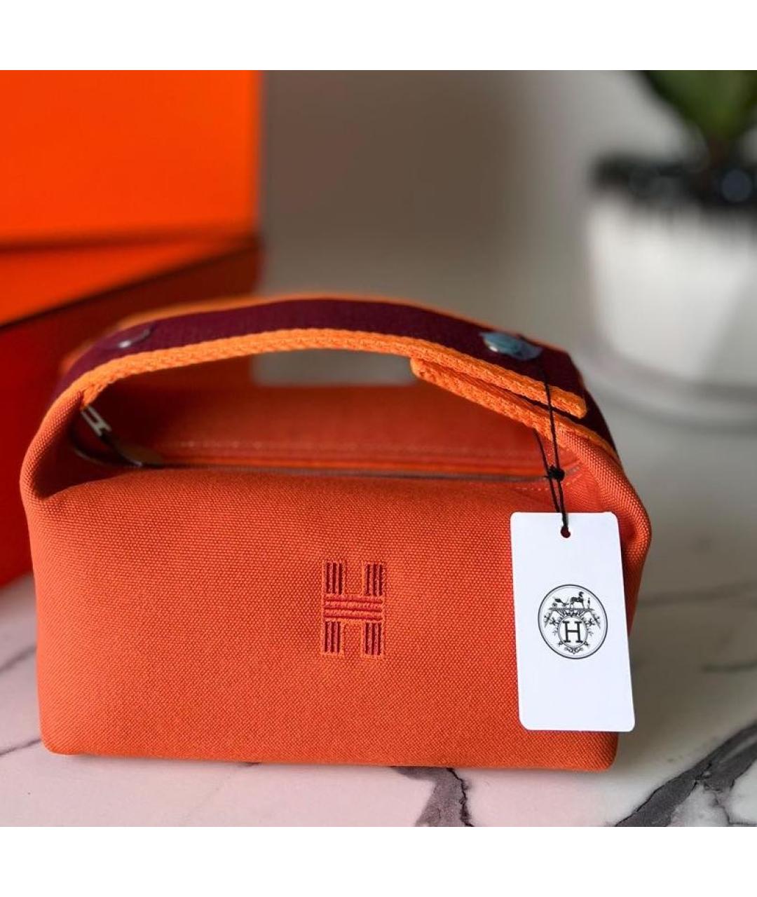 HERMES Оранжевая косметичка, фото 3