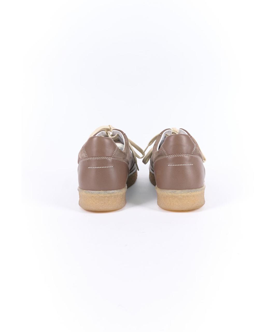 MAISON MARGIELA Коричневые кожаные низкие кроссовки / кеды, фото 4