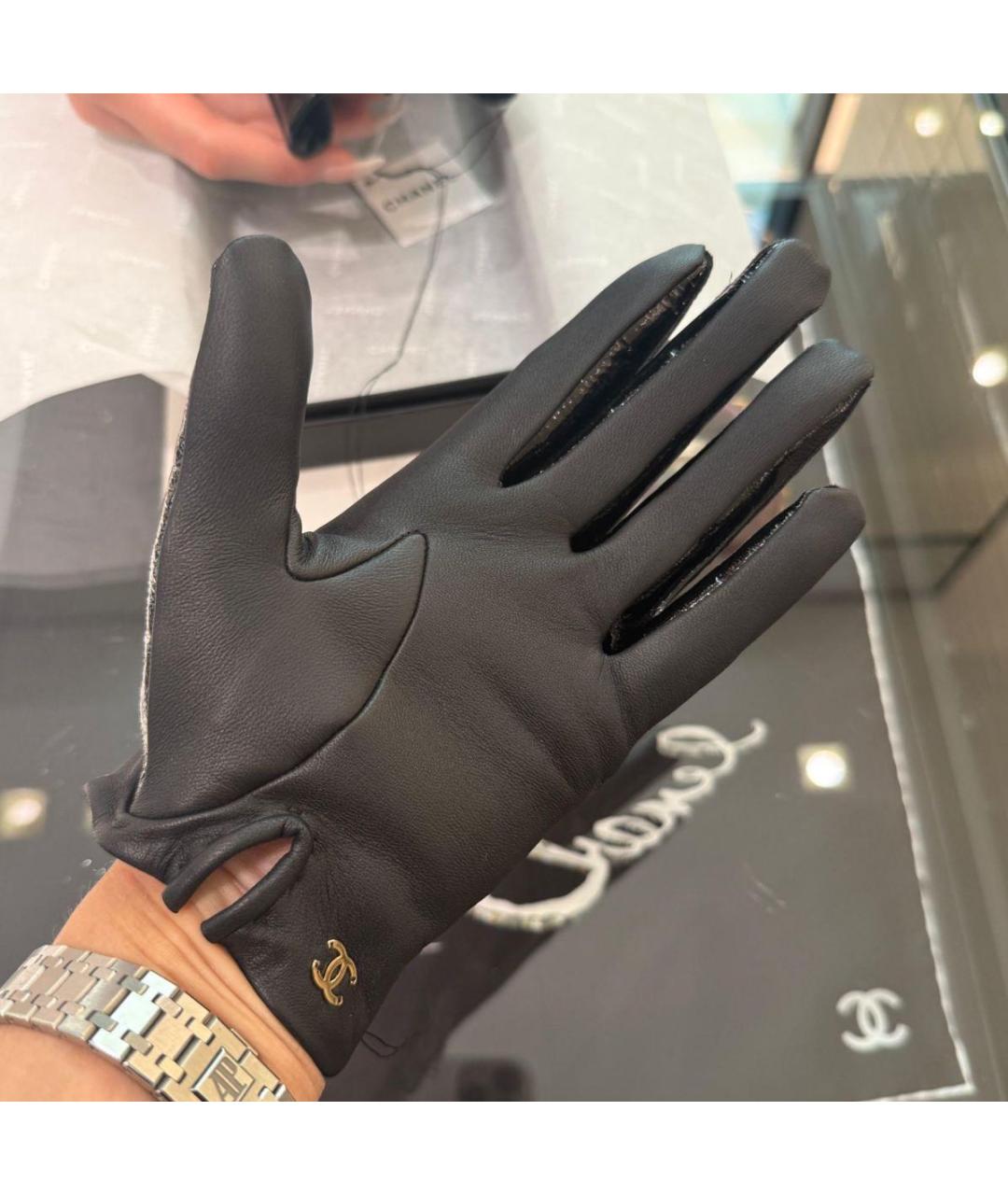 CHANEL Черные кожаные перчатки, фото 3