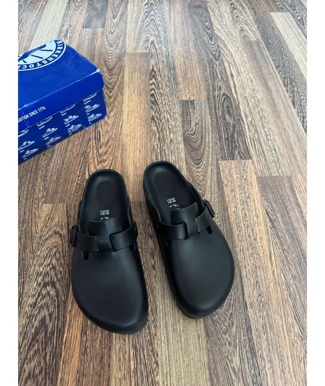 BIRKENSTOCK Черные кожаные сабо, фото 3