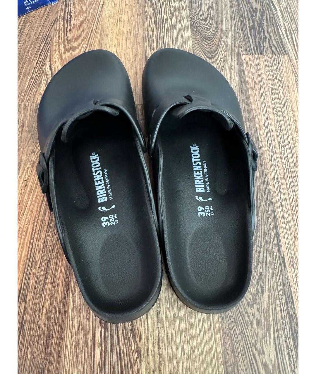 BIRKENSTOCK Черные кожаные сабо, фото 4