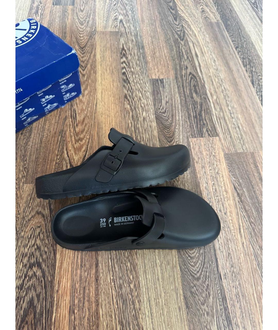 BIRKENSTOCK Черные кожаные сабо, фото 2