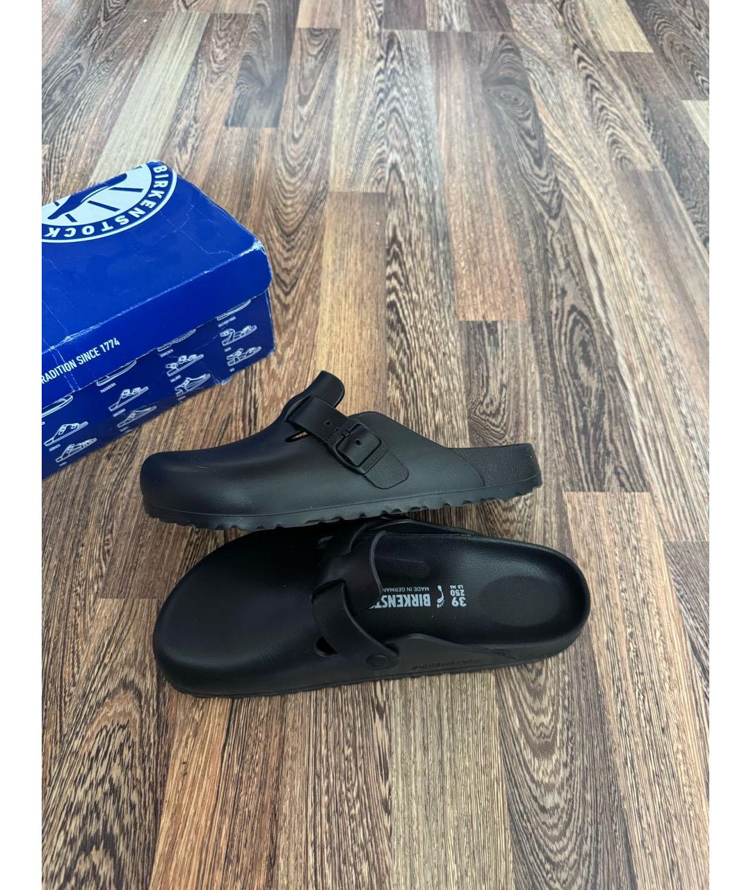 BIRKENSTOCK Черные кожаные сабо, фото 5
