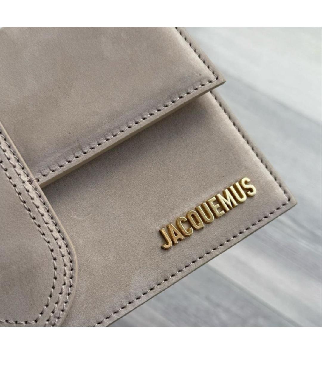 JACQUEMUS Бежевая замшевая сумка с короткими ручками, фото 2