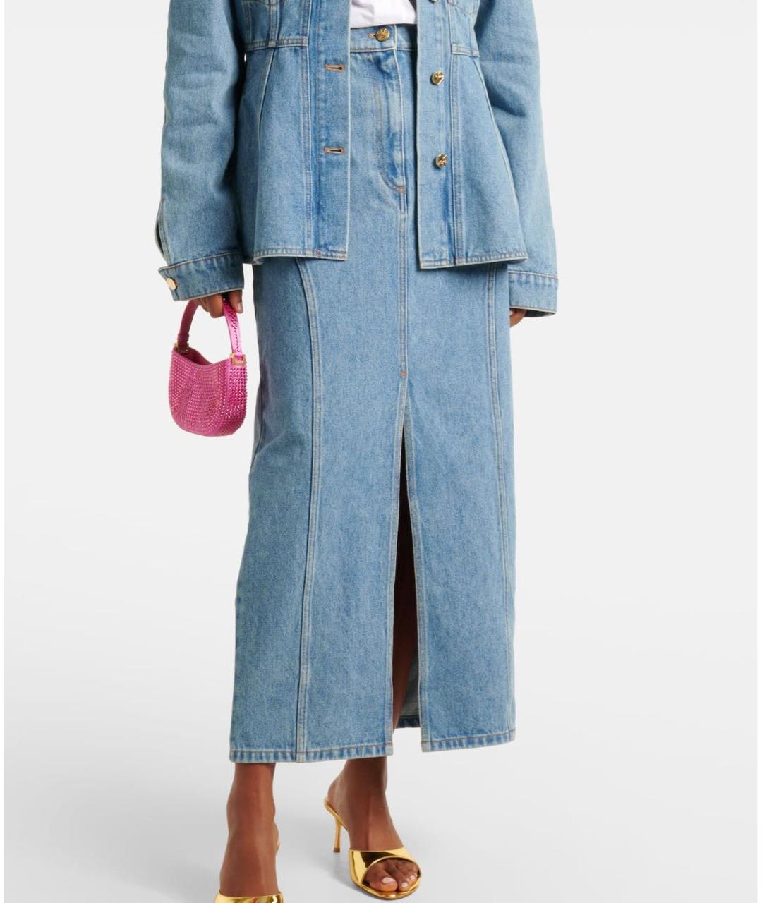 NINA RICCI Синяя хлопковая юбка макси, фото 3