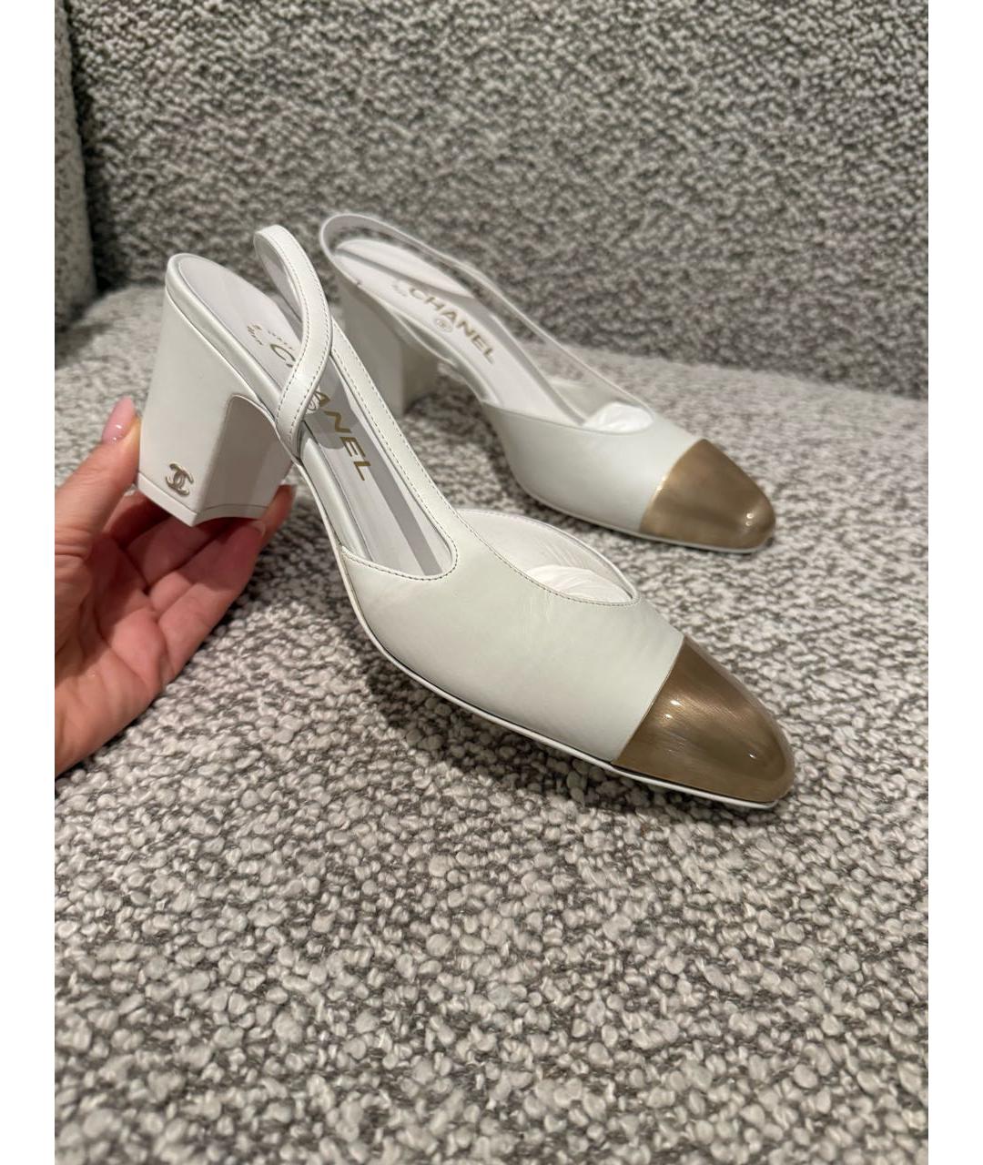 CHANEL Белые кожаные туфли, фото 5