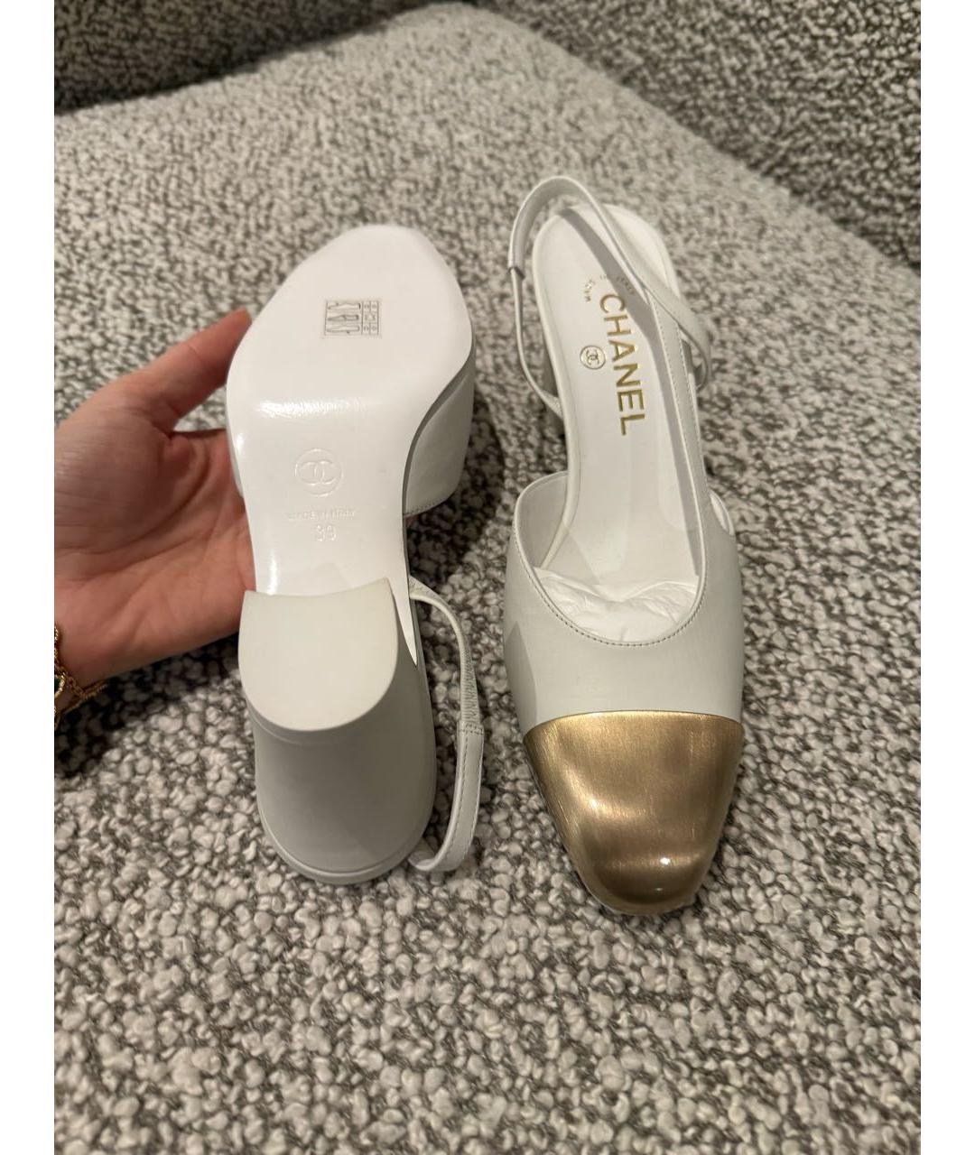 CHANEL Белые кожаные туфли, фото 4