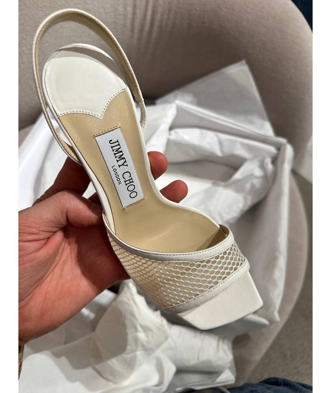 JIMMY CHOO Белые кожаные босоножки, фото 2