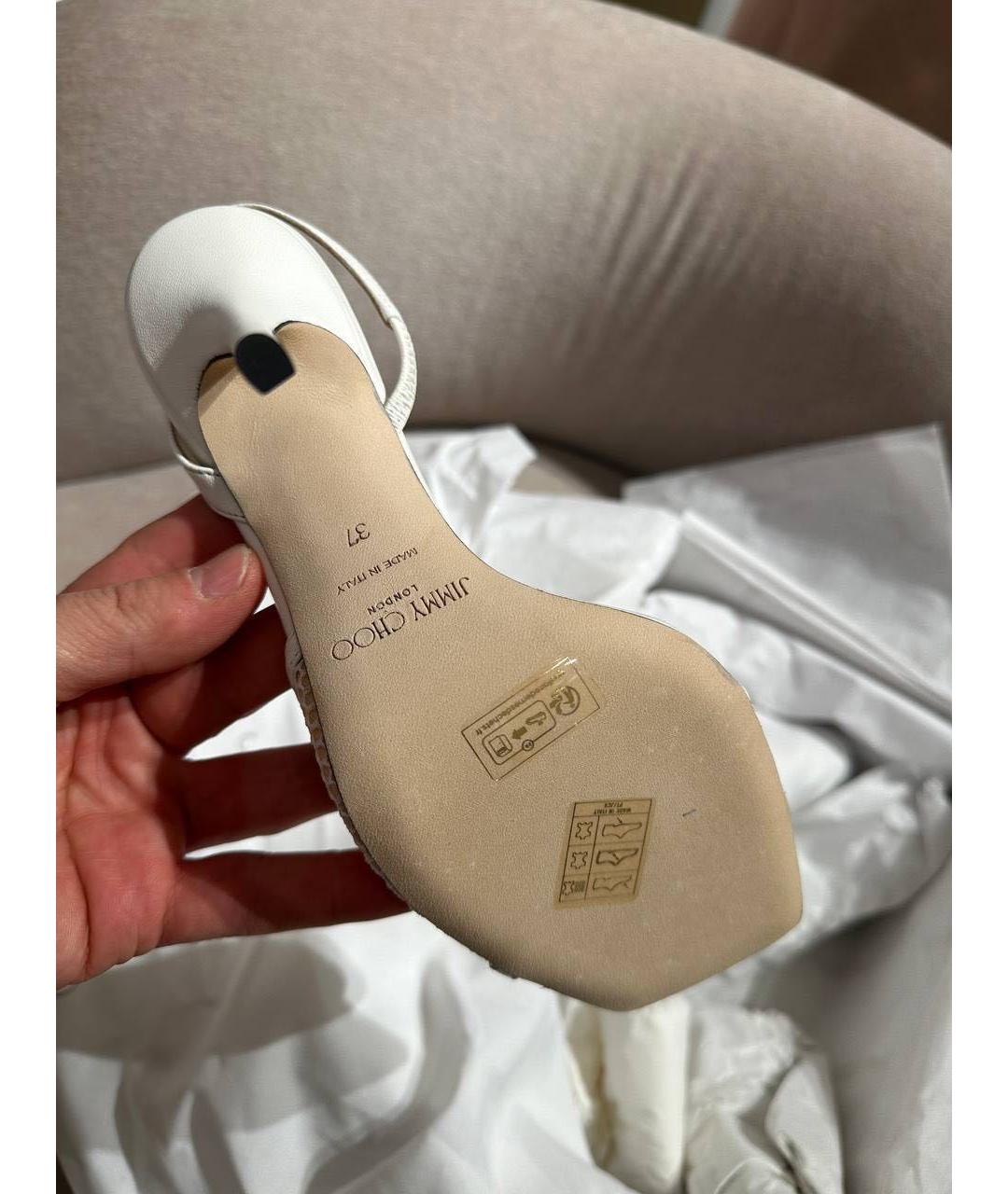 JIMMY CHOO Белые кожаные босоножки, фото 4
