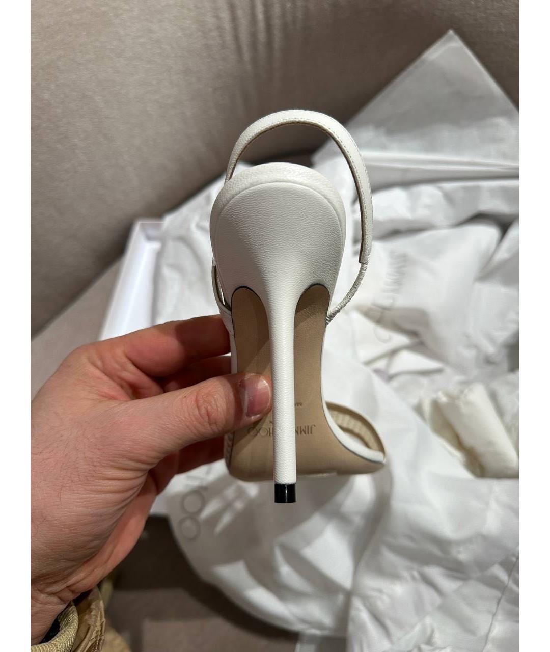 JIMMY CHOO Белые кожаные босоножки, фото 6