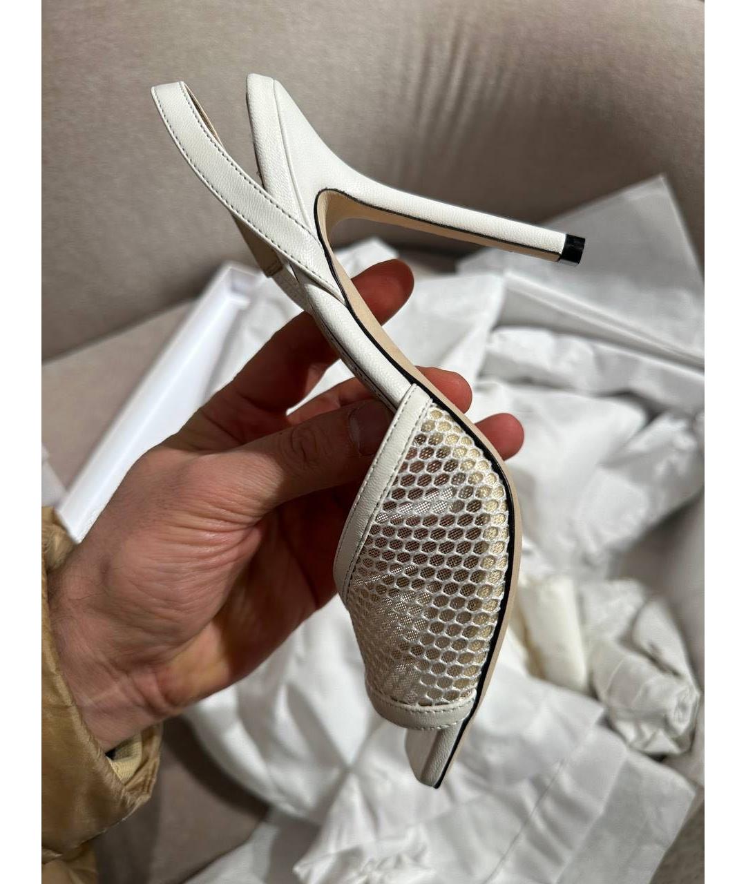 JIMMY CHOO Белые кожаные босоножки, фото 5