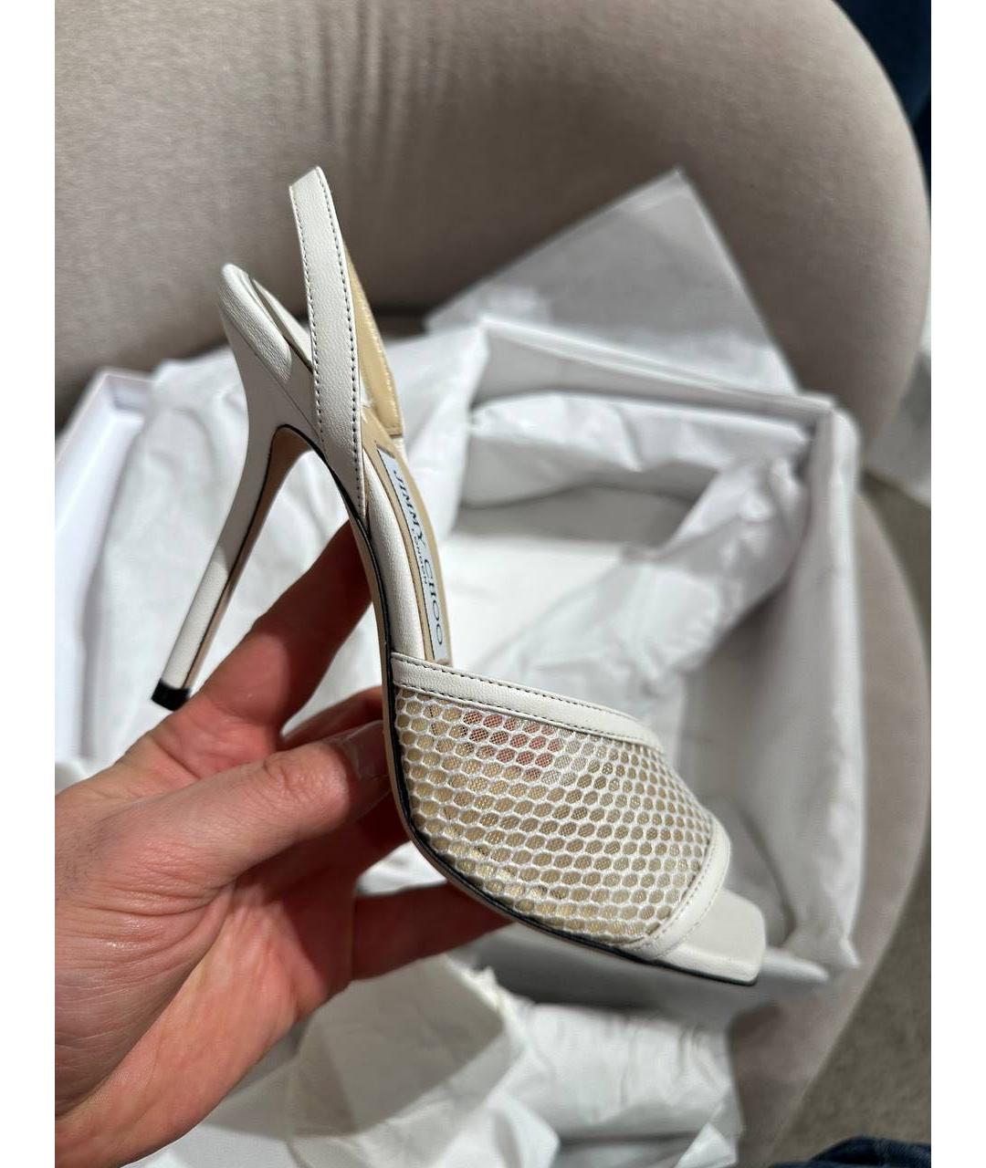 JIMMY CHOO Белые кожаные босоножки, фото 8