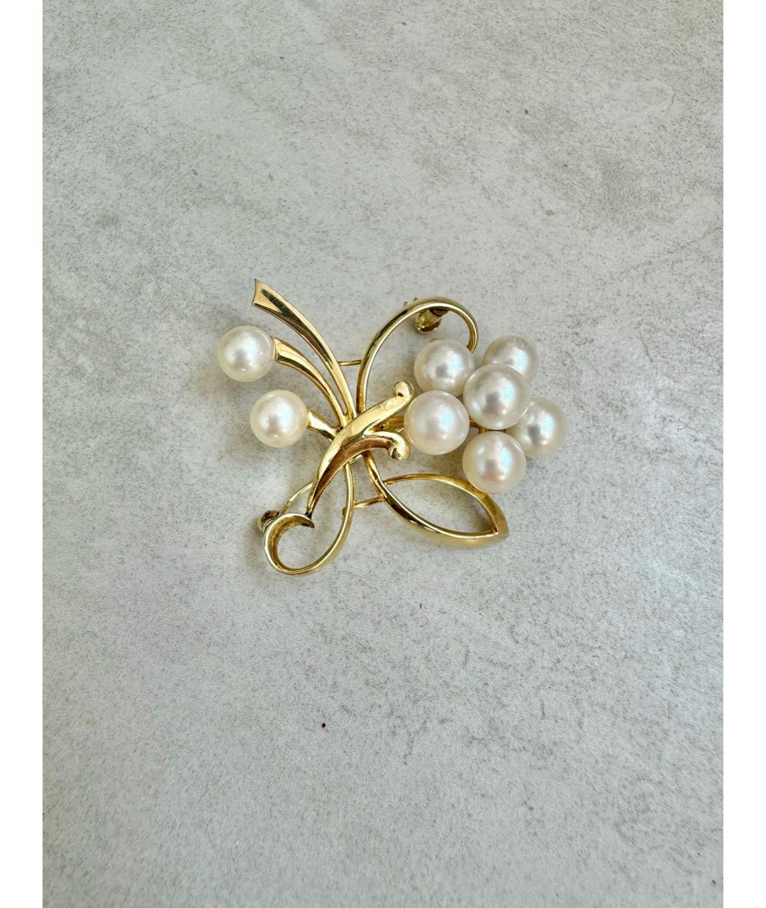 Mikimoto Золотая булавка / брошь из желтого золота, фото 9